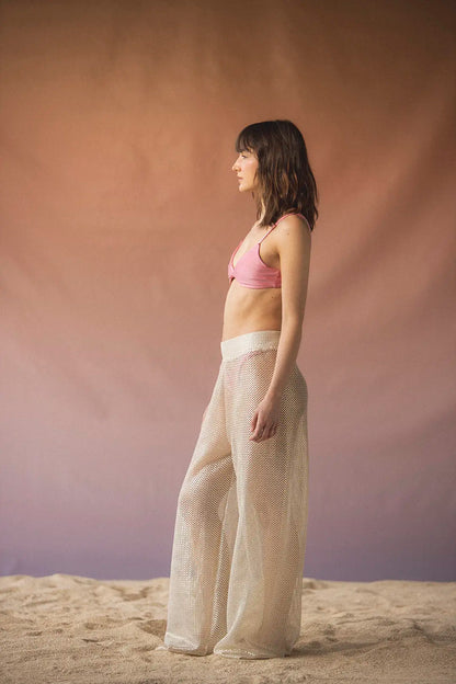 Ivory Metallic Cosmo Pants